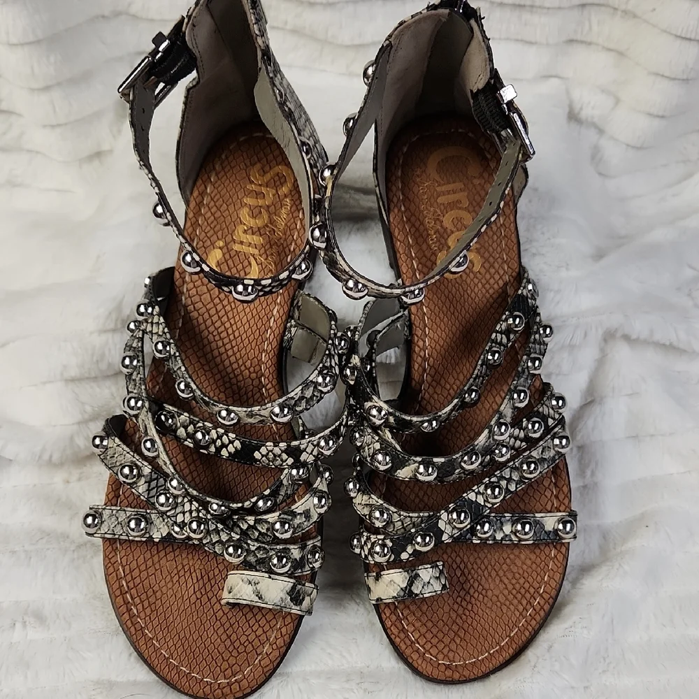 Studded Python Print Sandals - Picture 2 of 8